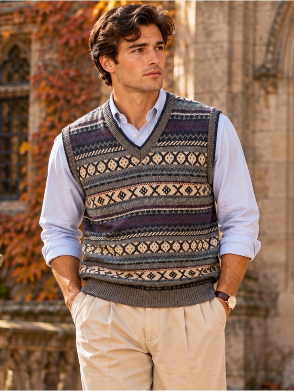 Vintage Arnold Palmer Fair Isle Wool Blend Sweater Vest Men L 44 Old Money Y2K